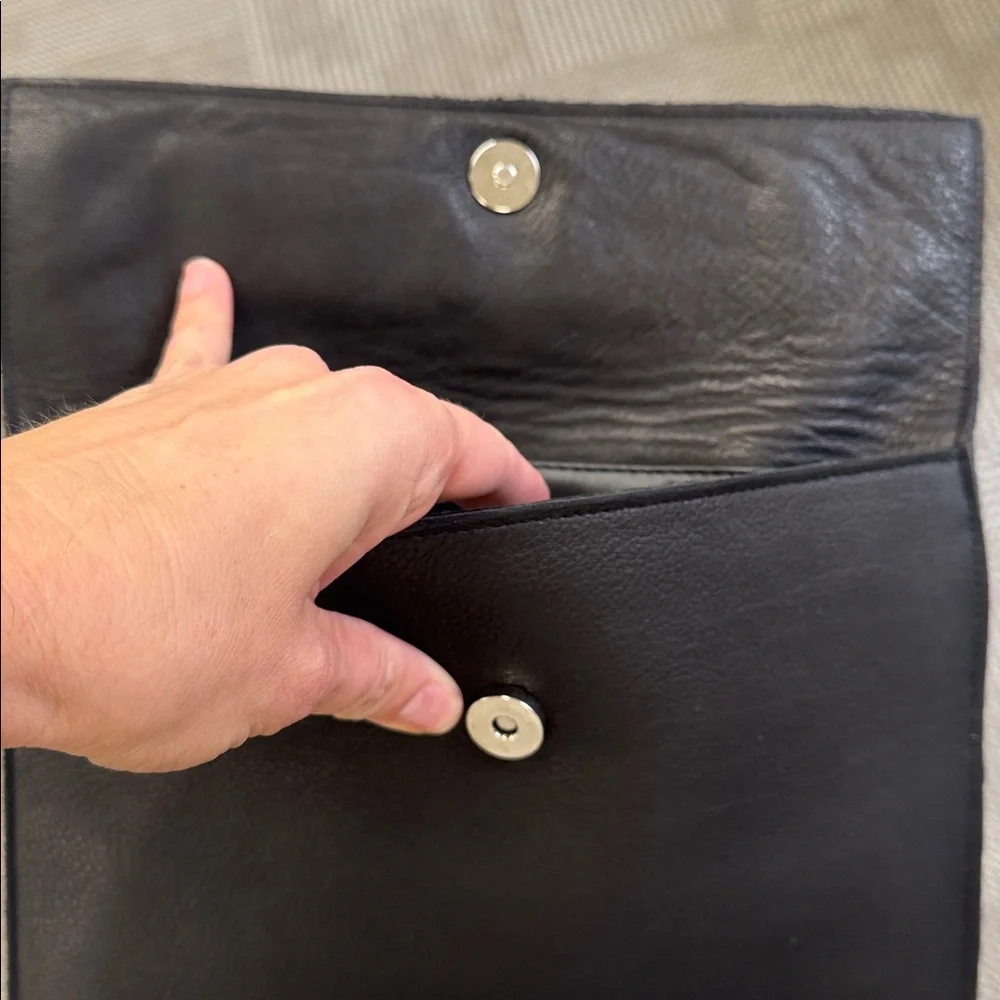 J.J. Winters Black Leather Billie Tech Case/ Clutch